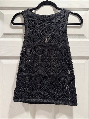 Express Black Crochet Knit Tank Top